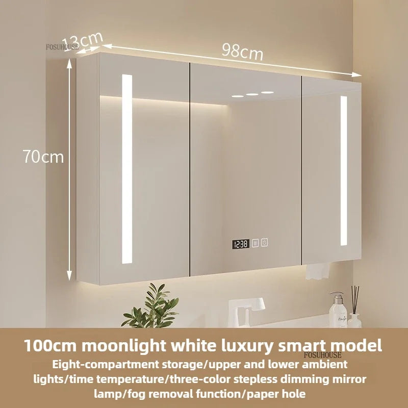 Bathroom Wall Mounted Mirror Cabinet Modern Smart Bathroom Cabinets with Mirror Creative Bathroom Storage Cabinet Home Furniture
