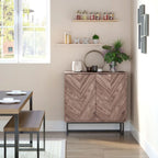 Walnut Double Door Storage Cabinet