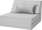 5 In 1 Folding Sofa Bed, Single Size Convertible Sleeper Chair With Pillow, Memory Foam Futon Couch, Velvet Fabric Washable
