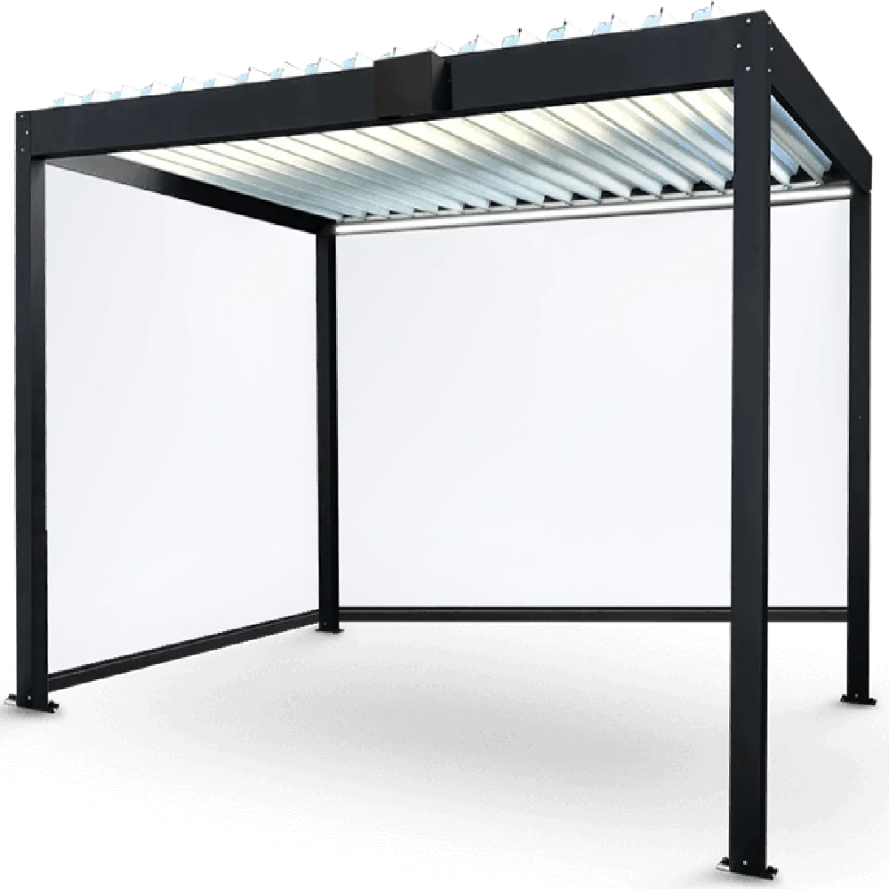 Premium Motorized Aluminum Pergola with Privacy Folding Screens and Glass Wall Enclosures – Outdoor Garden or Patio Shad