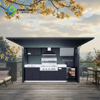 Customized Modern Outdoor Kitchen Cabinet Electric Door Shed For Luxury High End Homes Courtyard Outdoor Cooking Area
