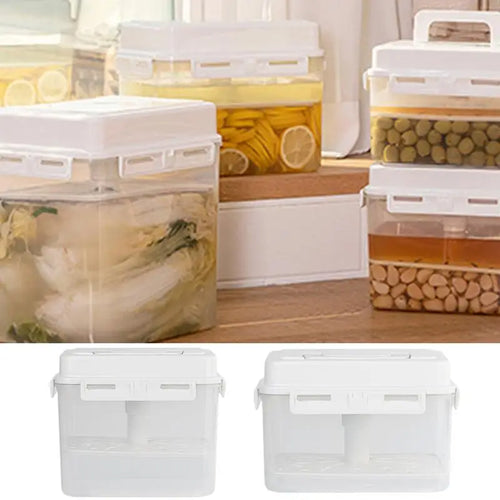 Pickle Storage Container with Strainer 4/5L Airtight Kimchi Box Fermentation Container with Handle and Lid Fermentation Storage