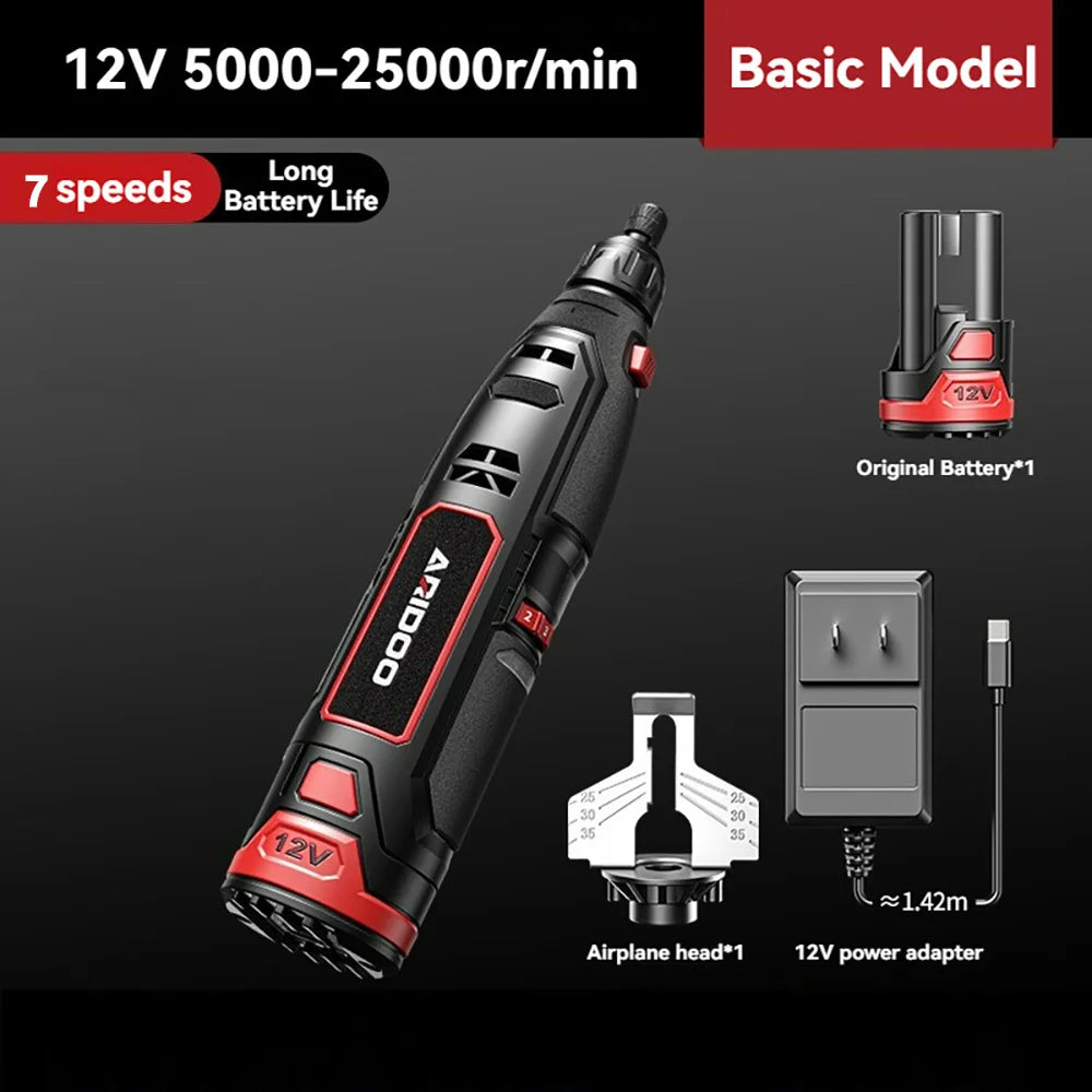 5000-25000r 12V Mini Drill Engraver Griding Electric Chain Grinder Rechargeable Cordless Electric Drill Micro Rotary Tool
