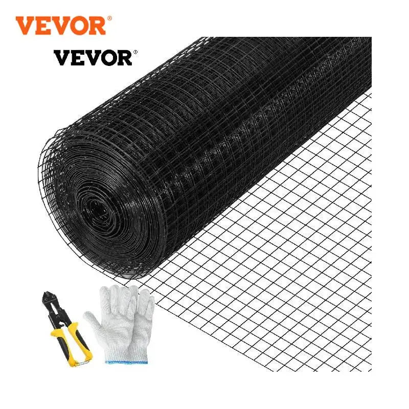 VEVOR Welded Wire Fence Vinyl Coated Chicken Rabbit Mesh 1"x1" 16 Gauge 24"x50'/24"x100'/36"x50' Black Hardware Cloth & Mesh