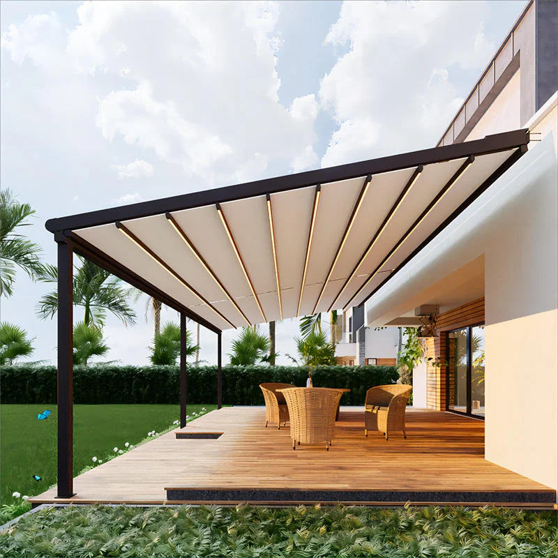 Outdoor Aluminium Folding Courtyards Terrace Outside 3X6M Pavilion Eaves Tents Gazebo Pergola Sunroom Door Awning Gazebos