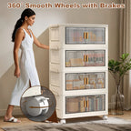 Plastic Folding Storage Cabinet, Multi-Shelf Organizer for Bedroom & Living Room, Compact Household Storage Cabinet