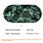 Luxury Green Marble Oval Tray: Bathroom Organizer & Fruit Serving Platter, Waterproof Stone Decor for Hotel Spa Home Kitchen