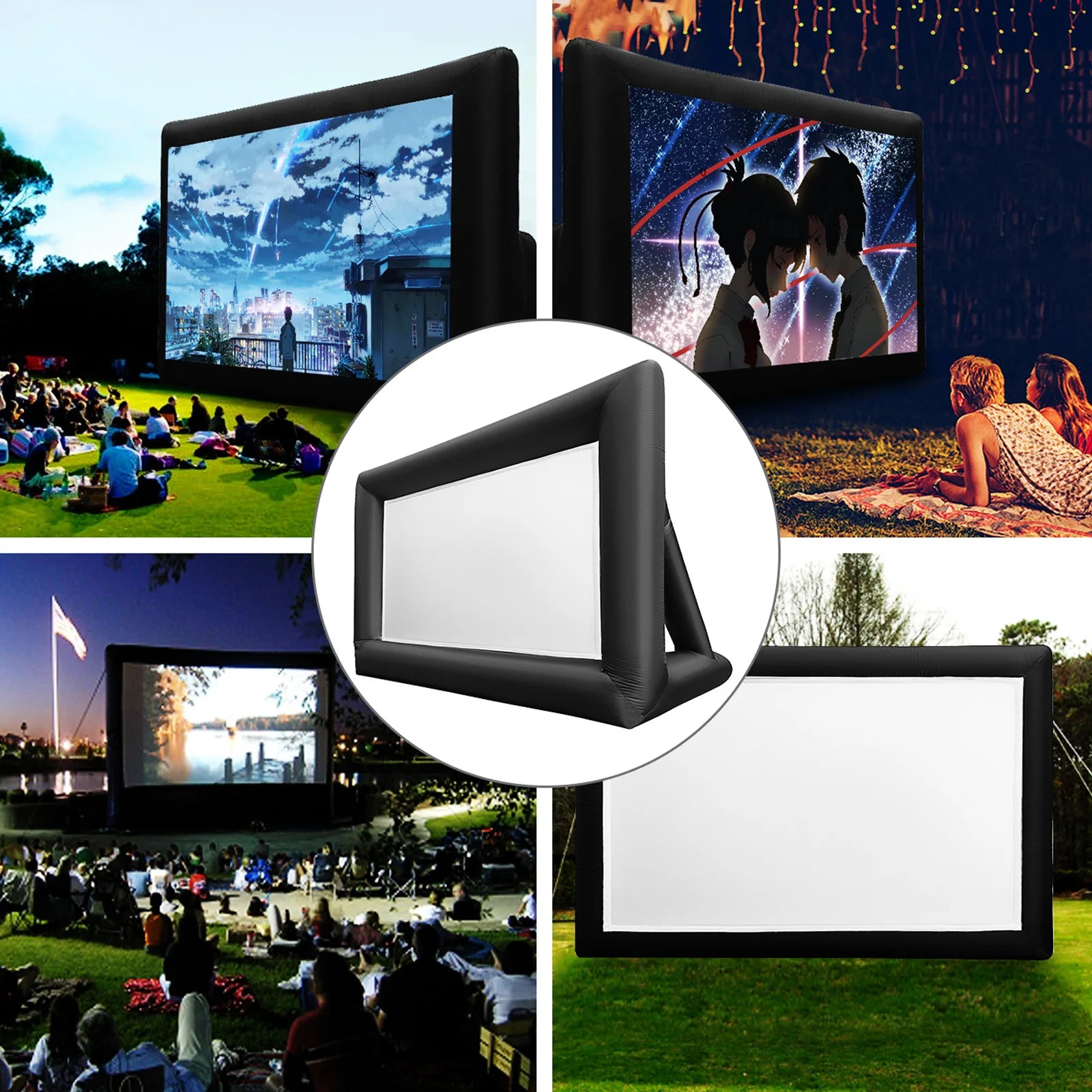 VEVOR Inflatable Movie Screen 24FT Inflatable Projector Screen w/ 360W Air Blower Blow Up Screen Supports Front/Rear Projection