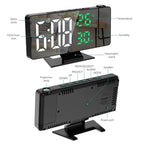 multi-functional projection alarm clock Intelligent luminous large screen Mirror Digital clock 180 Rotatable Projector for home
