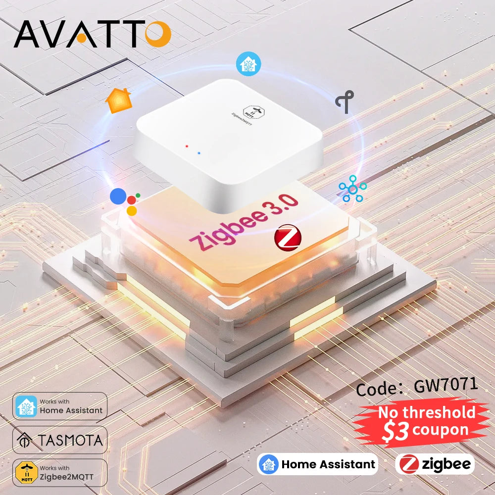 AVATTO ZigBee 3.0 Smart Dongle Gateway Hub ，Smart Home Automation Wireless Bridge Support Tasmota ZigBee2MQTT Home Assistant