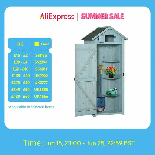 Garden Storage Shed 3 Shelves Tool House W/ Asphalt Roof 77 X 54 X 179 cm Blue