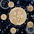 2 In 1 Pentagram Witches Wooden Candle Holder Altar Astrology Massage Candle Stand Divination Meditation for Wicca Ceremony