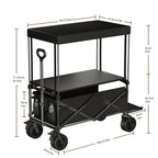 Outdoor Camping Cart Rotating Wheels Portable Table Board Miscellaneous Cart Grocery Beach Cart Double-Layer Fold Shopping Cart
