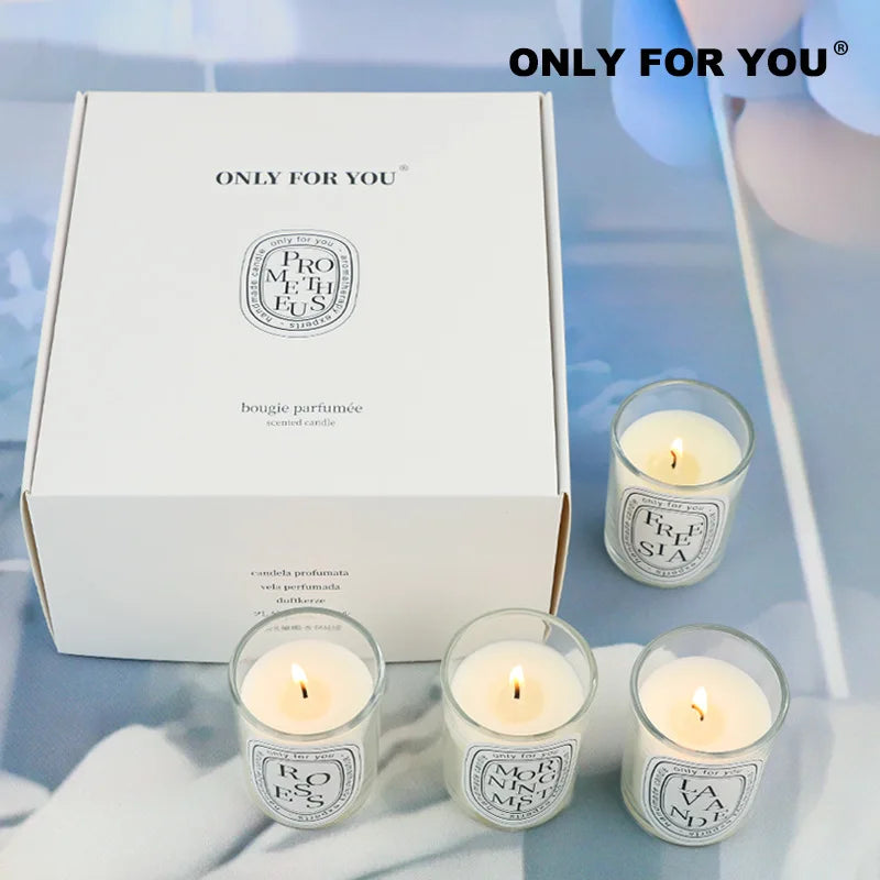 4Pcs Gift Box Set Handmade Clear Scented Candle Companion Return Christmas Gift Fragrance Romantic Candle Lamp Table Incense