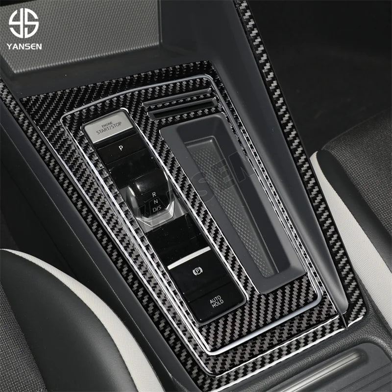 Gear Shift Panel Surround Trim Carbon Fiber Cover Sticker For Volkswagen Golf 8 GTI MK8 2021-2023 Car Inside Accessories