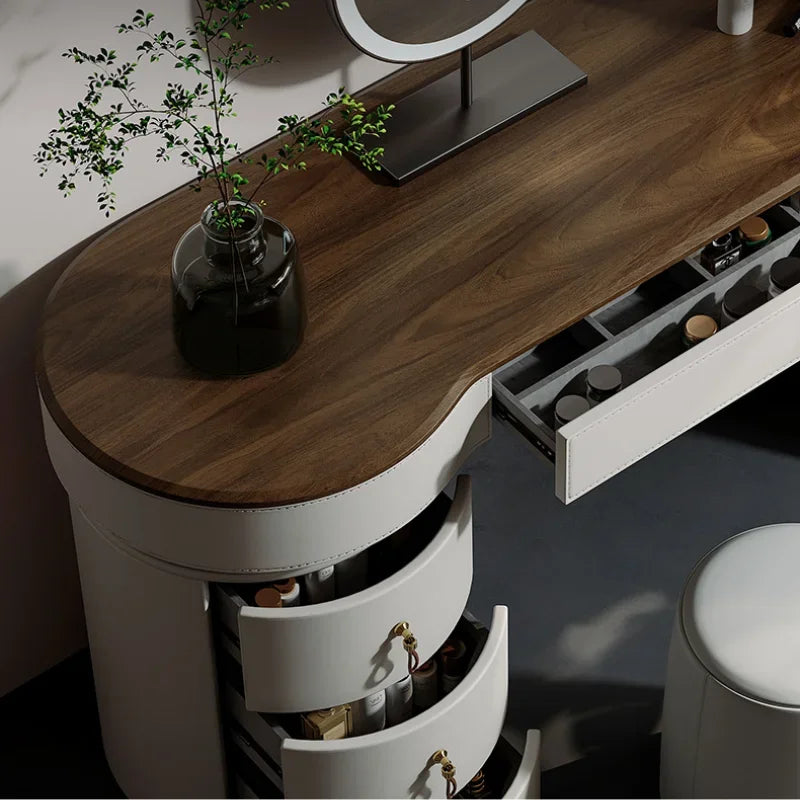 Girls Baby Mirror Dresser Table Sets Waterprrof Nordic Storage Dressing Table Wood Women Coiffeuse De Chambre Bedroom Furniture