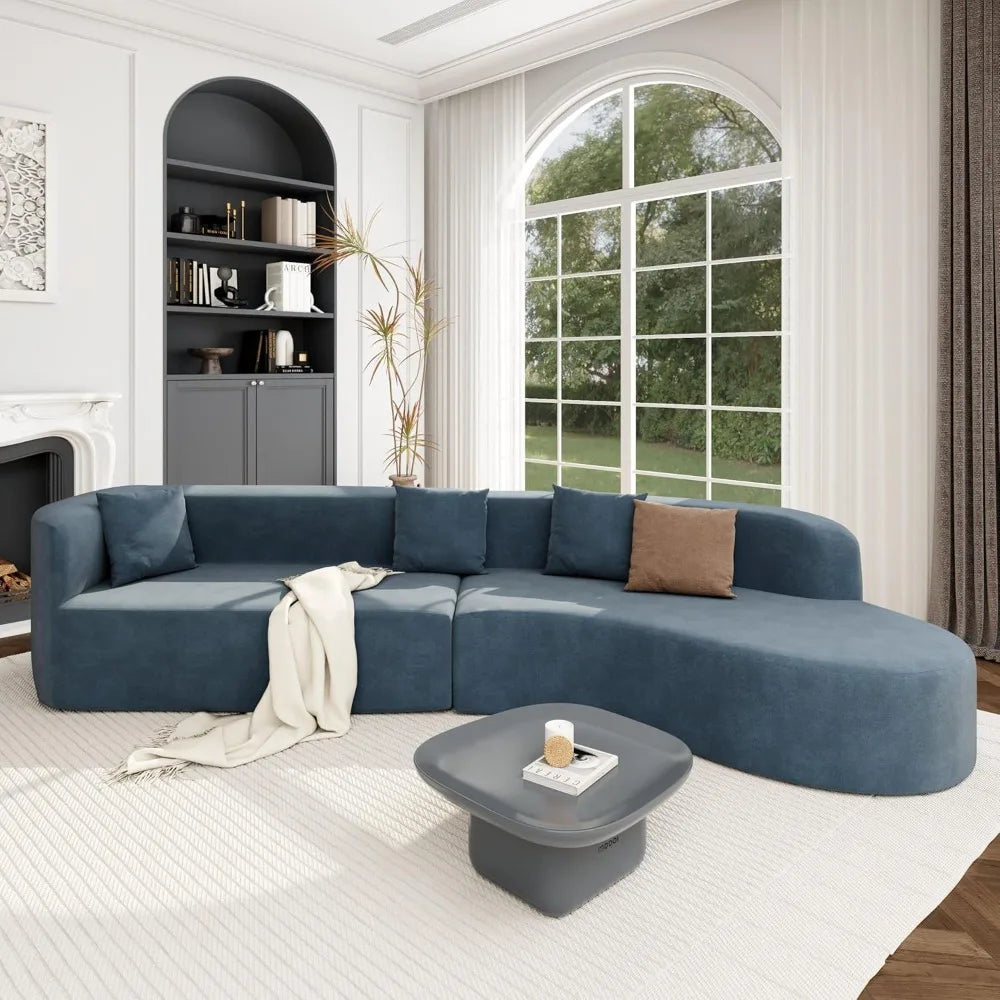 125" Curved Sofa,Modern Half Moon Sectional Sofa,Comfy Fabric Upholstered Minimalist with 3 Pillows Suitable for living room