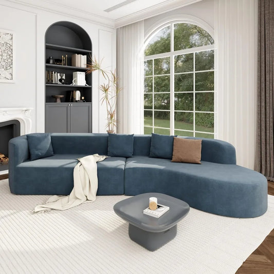 125" Curved Sofa,Modern Half Moon Sectional Sofa,Comfy Fabric Upholstered Minimalist with 3 Pillows Suitable for living room