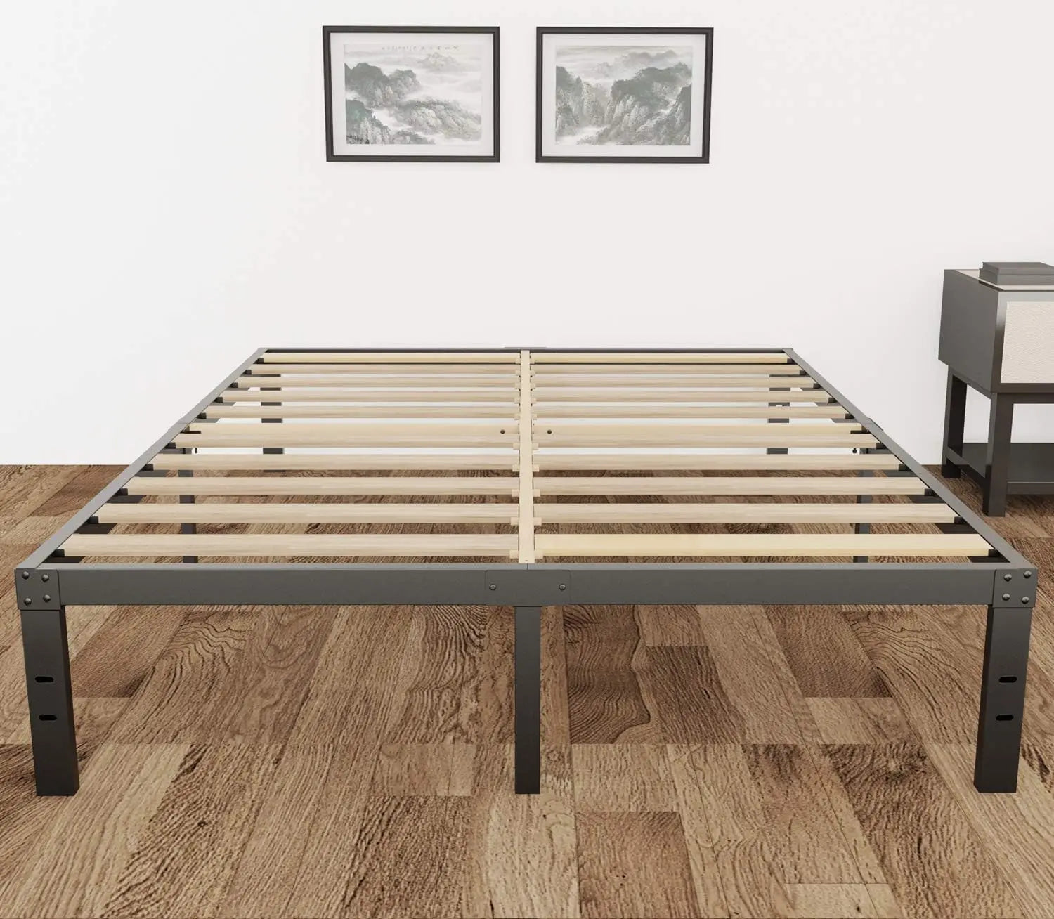 DDPNKL 3500lbs Heavy Duty,14 Inch Steel & Wooden Slat Support Reinforced Platform Bed Frame,Mattress Foundation/Easy Assembly