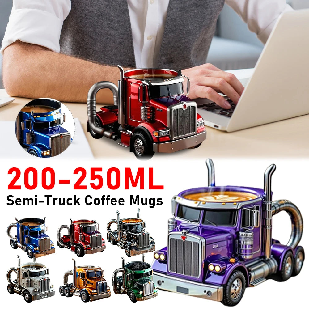 Durable Truck Coffee Mug 11 Ounces Handcrafted Coffee Cup Semi-trailer Shaped Semi Truck Semi-Truck Coffee Mugs Men Coffee Cup