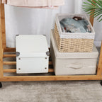 Double Hanging Rails Clothes Rack on Wheels Free Standing Garment Rack with Rolling Wheels