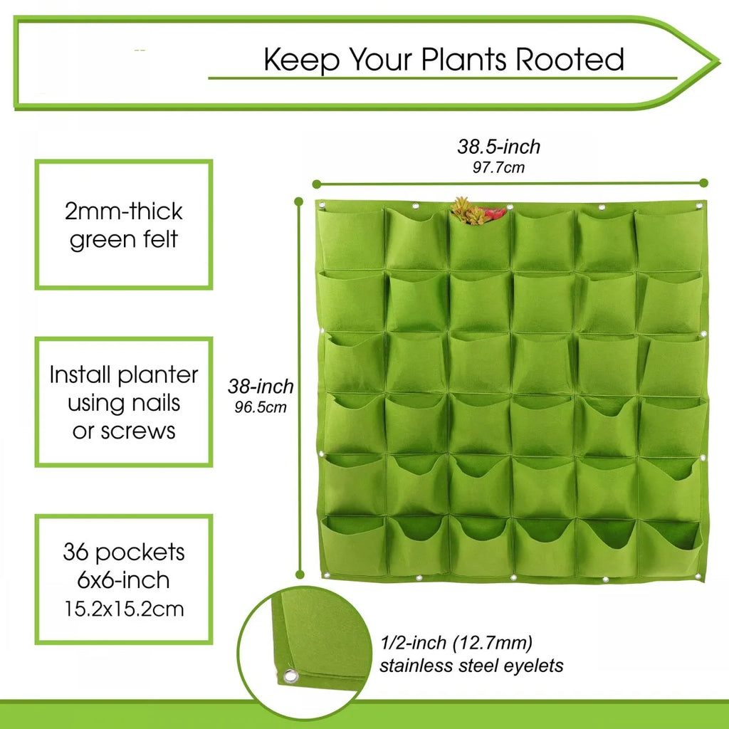 49 Pockets Hanging Planter Bags, Hanging Vertical Wall Mounted Plant Planting Grow Bags, Herb Garden Planter Outdoor Indoor Grow