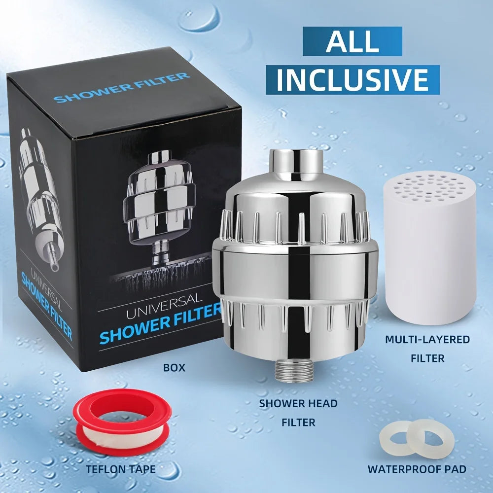20-Stage Showerhead Filter - Hard Water Filter with 2 Replaceable Cartridges | AlluCanFind