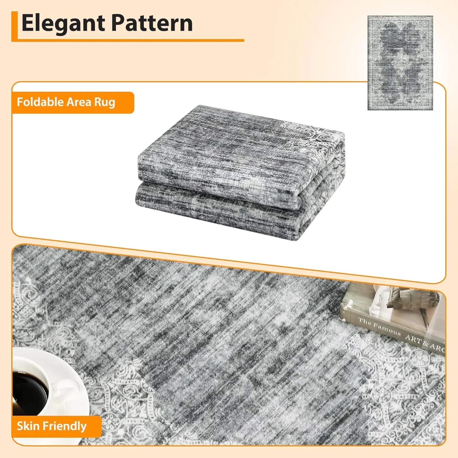 8x10 Area Rug,Rugs for Living Room,Washable Rug for Bedroom,Foldable Thin Rug,Rugs for Bathroom Entryway,Indoor Floor Rug