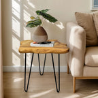 Live Edge Side Table, Wood End Table 16" L x 12" W x 17" T , Nightstand, Plant Stand  ，Unique desktop for Living Room