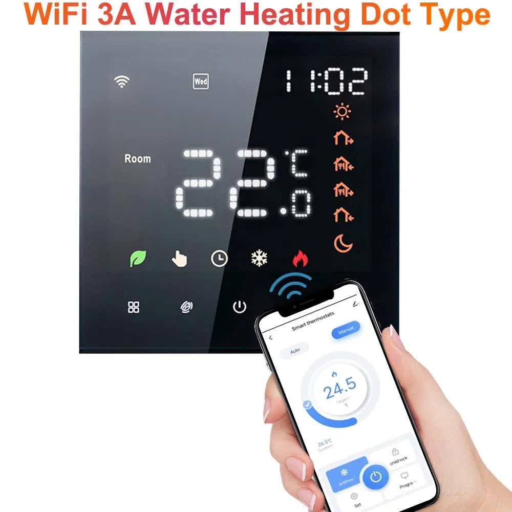 Smart Tuya WiFi Thermostat Voice Control 3A Digital Programmable LCD Display Underfloor Heating Temperature Controller for Water