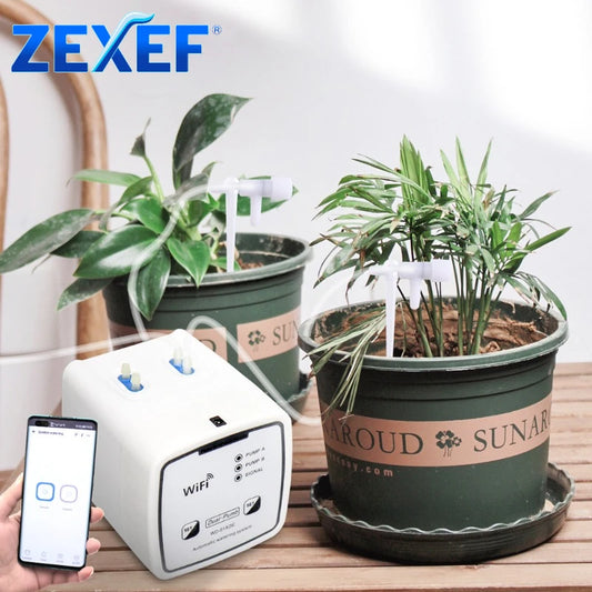 ZEXEF WIFI Intelligent Watering Device Double Pump Timed Automatic Drip Irrigation System Remote APP for Garden Terrace