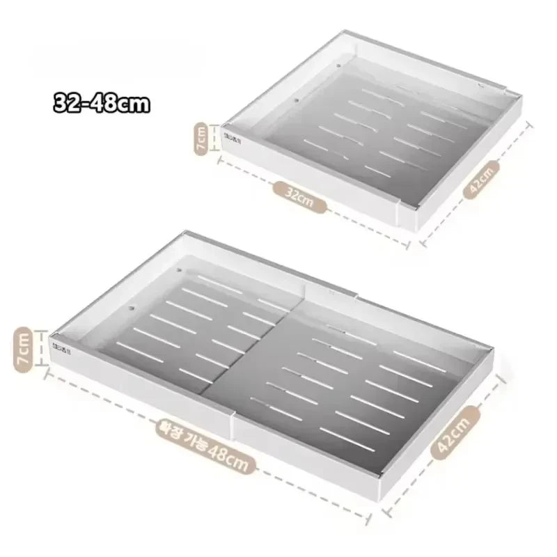 Pull Out Tray Organizer Kitchen Storage Rack Cabinet Expandable Under Sink Spice Boxes Silent Slide Drawer Style Bowl Dish Shelf