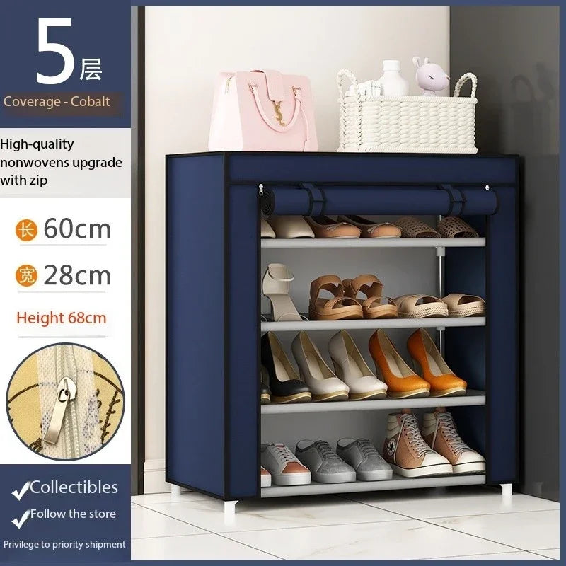 5/7/10-Layer Shoe Rack Large Dustproof Shoes Storage Hanger with Cover Simple Capacity Space-saving Shoes Cabinet Home Organizer