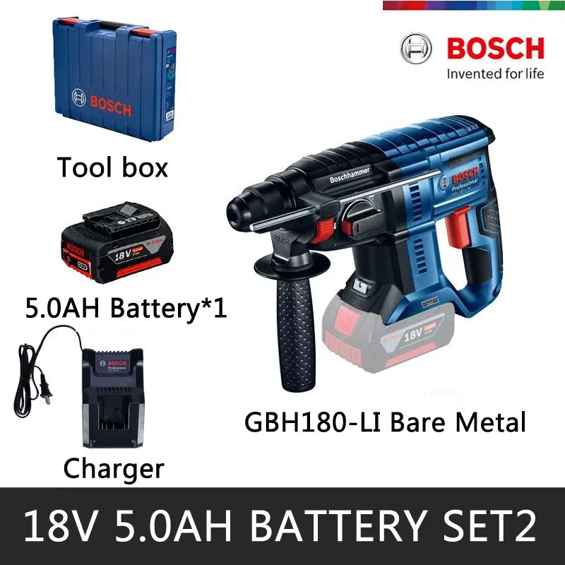 BOSCH Cordless Rotary Hammers SDS PLUS Brushless Motor With 18V Lithium Battery Multifunctional Impact Hammer Drill GBH 180-LI