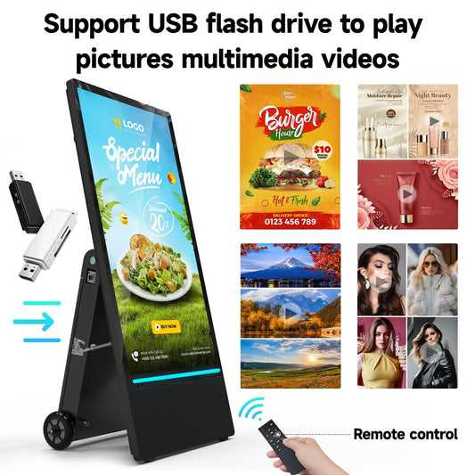 43" Rechargeable Outdoor Digital Signage Display - IP55 Waterproof Smart LCD Kiosk | AlluCanFind