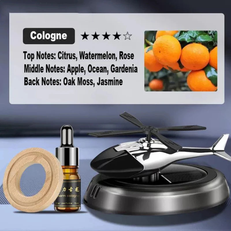 Solar Rotating Helicopter Diffuser Car Air Freshener Decoration Propeller Aromatherapy Fragrance Perfume Auto Interior Deodorant