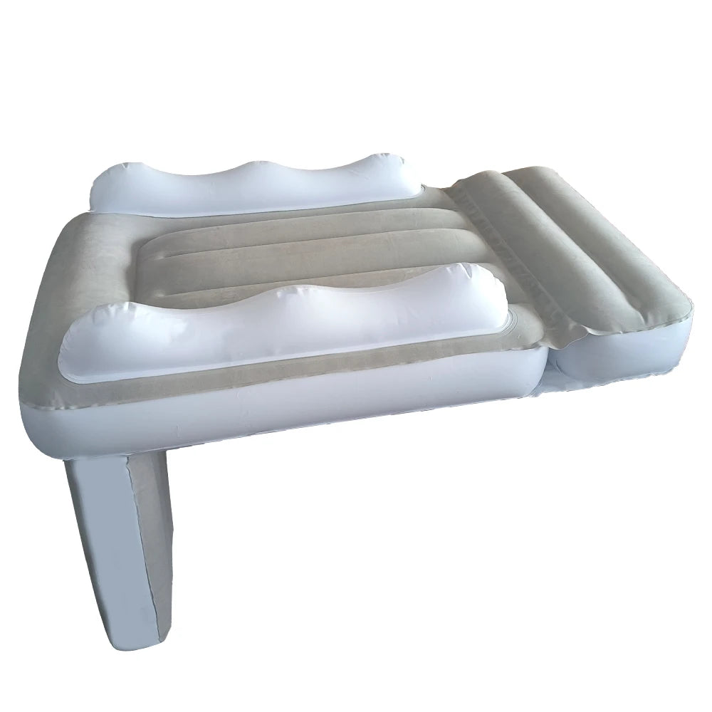 Infant Inflatable Mattress Kids Car Rear Car Mat Foldable Airplane Mattress Outdoor Travel Thickened Flocking Air Mattress