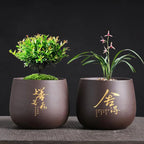 Chinese Style Purple Clay Flower Pot Orchid Plant Container Bonsai Vase Plant Pot with A Hole Home Garden Decor