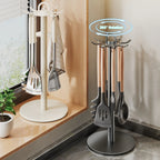 Kitchen Utensil Stand: Rotating Storage Hanger with 8 Hooks, for Countertop Organization Rotatable Cooking Utensils Holder