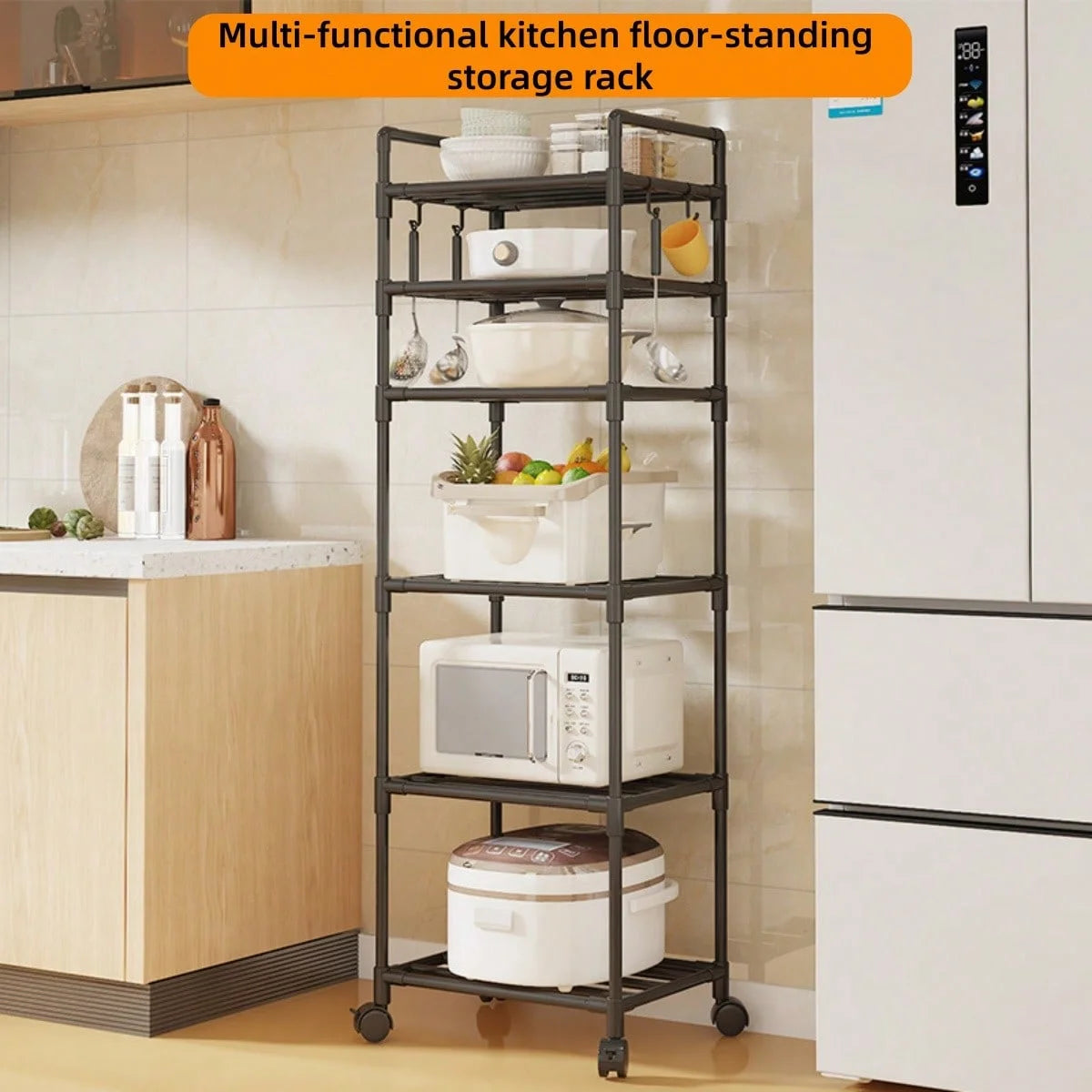 Kitchen Storage Rack - Floor-Standing Multi-Level Shelving Unit - Storage Shelf - Storage Rack