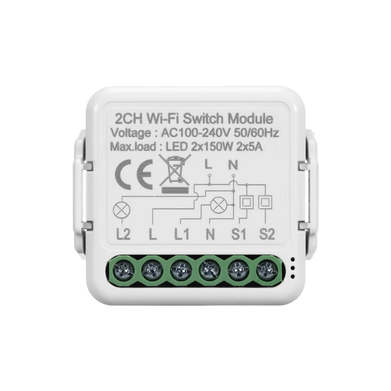 Tuya DIY Breaker Wifi Smart Light Switch Module 10A 100-240V Two Way App Remote Control Work with Alexa Google Home 1/2/3/4Gang