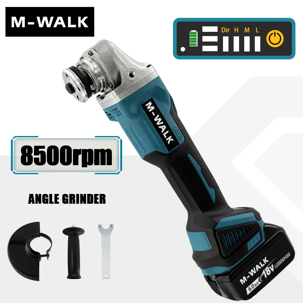 M-WALK 100/125mm Brushless Angle Grinder Polishing Cutting Machine Cordless Angle Grinder Power Tools For Makita 18V Battery Pin