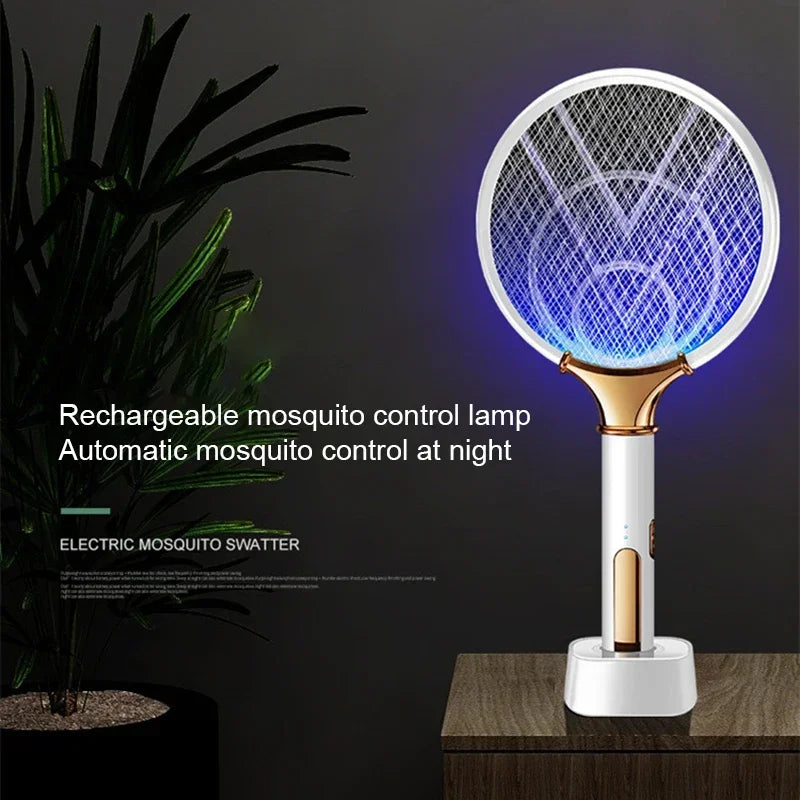 Mosquito Racket 2 In 1 USB Rechargeable Fly Zapper Swatter Lamp Seduction Trap Summer Night Baby Sleep Protect Tools