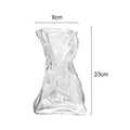 Irregular Transparent Glass Flower Vase 23cm*9cm Big Flower Bottle Tabletop Hydroponic Pot Home Living Room Table Decorations