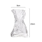 Irregular Transparent Glass Flower Vase 23cm*9cm Big Flower Bottle Tabletop Hydroponic Pot Home Living Room Table Decorations