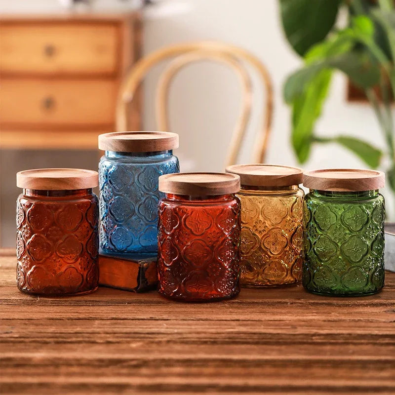 Food Container Kitchen Storage Glass Jars Lid Organizer Boxes Cereal Mason Jar Snack Box Organizer Sealed Glass Bottle Gadgets