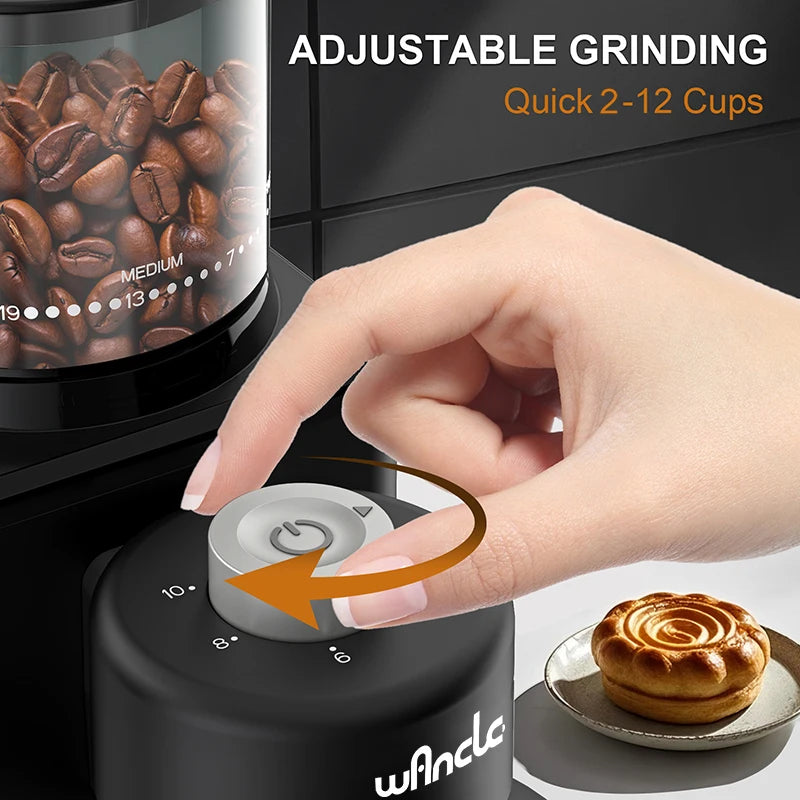 Professional Conical Burr Coffee Grinder Coffee Grinders with 25 Girind Settings Easy to Clean with Brush Anti-static Powder Box