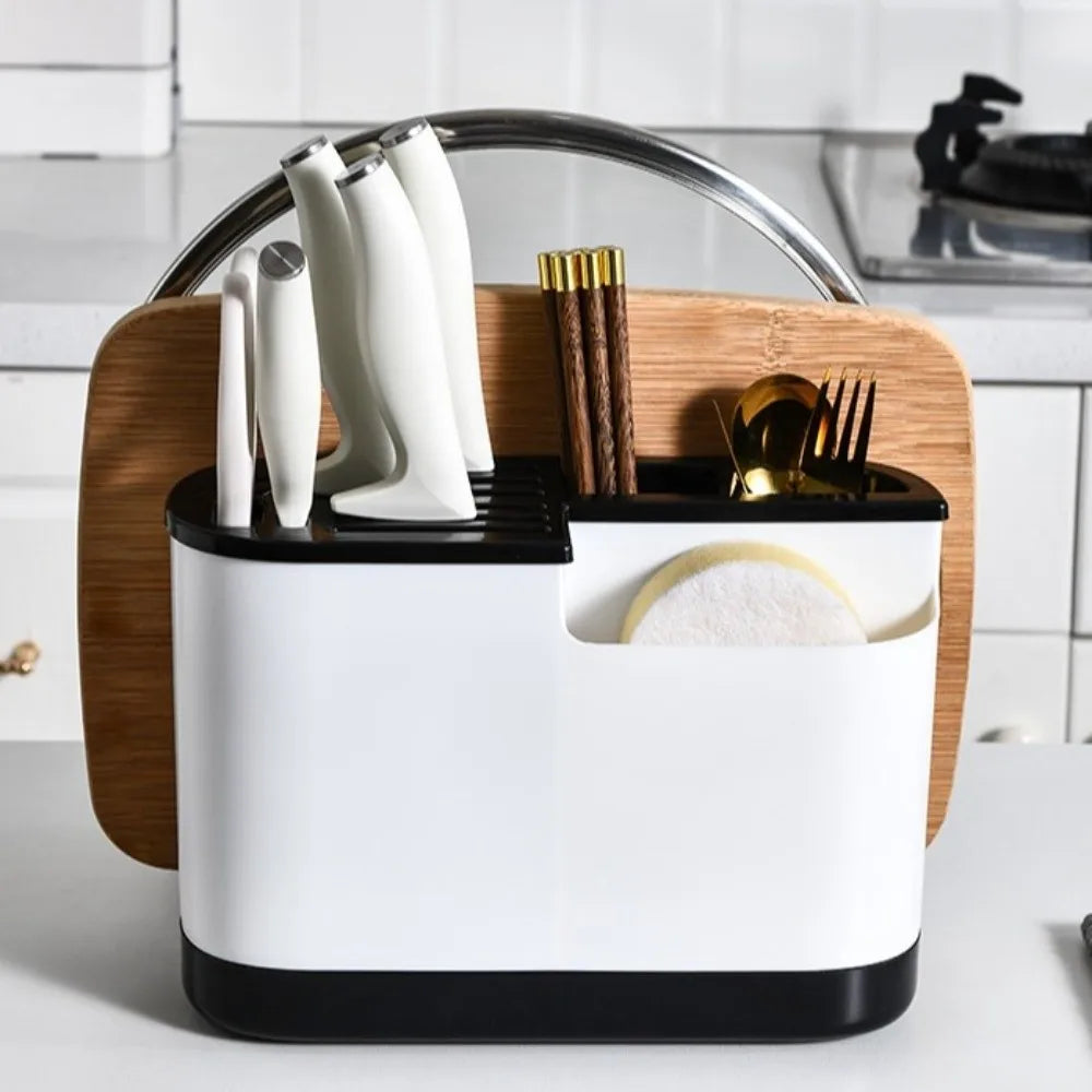 Large Capacity Multi Kitchen Cutlery Holder Waterproof Space Saving Integrated Drainer Organizer Stable Chopstick Bucket