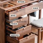 FG11Black walnut dresser bedroom log Japanese multifunctional solid wood makeup table