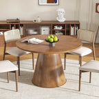 Round Dining Table for 4, Farmhouse Fluted Dining Kitchen Table, 47 Inch Modern Wood Small Circle Dining Table for Kitchen